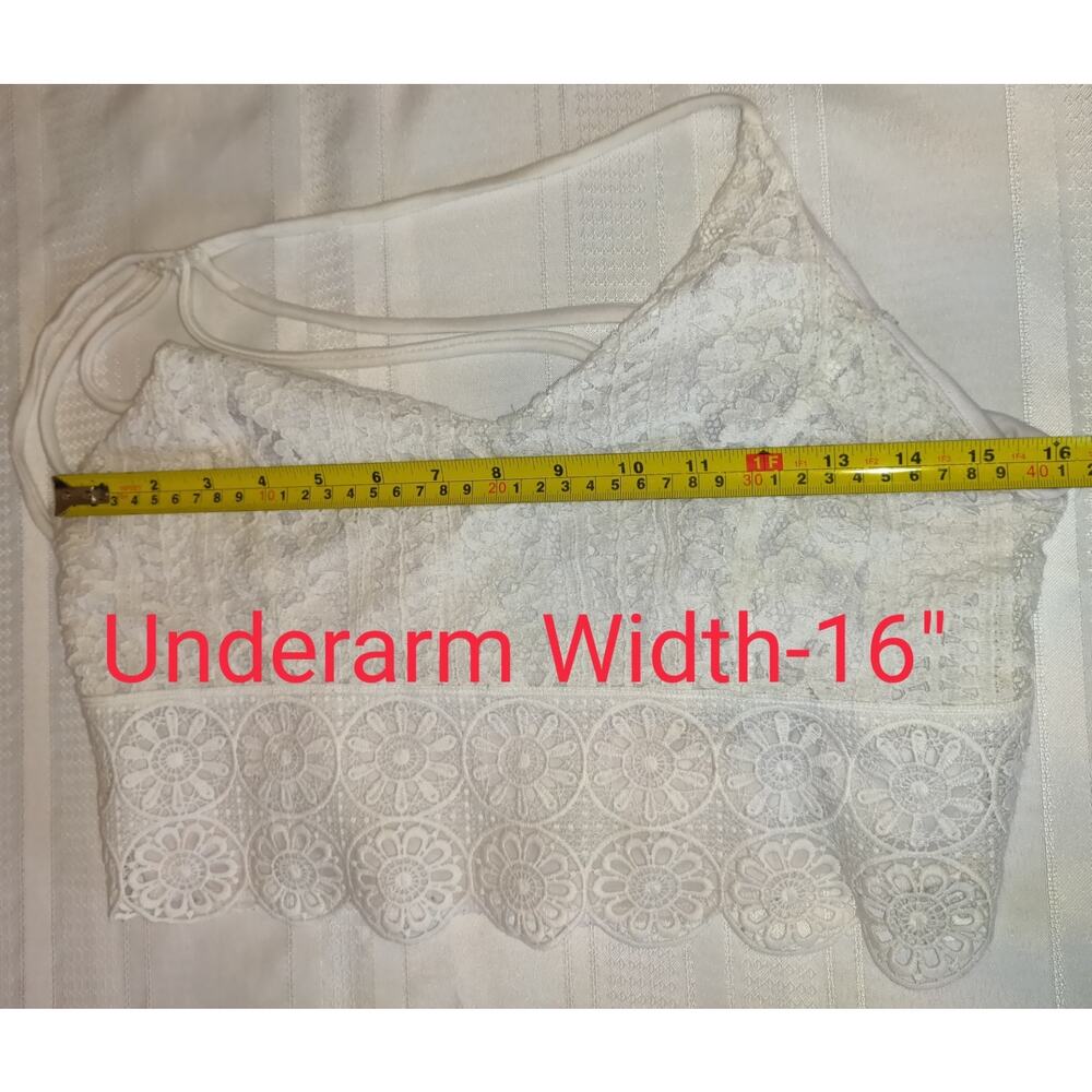 Charlotte Russe Y2K White Crop Top Lace Halter Strappy Boho Festival Hippie - Picture 15 of 16